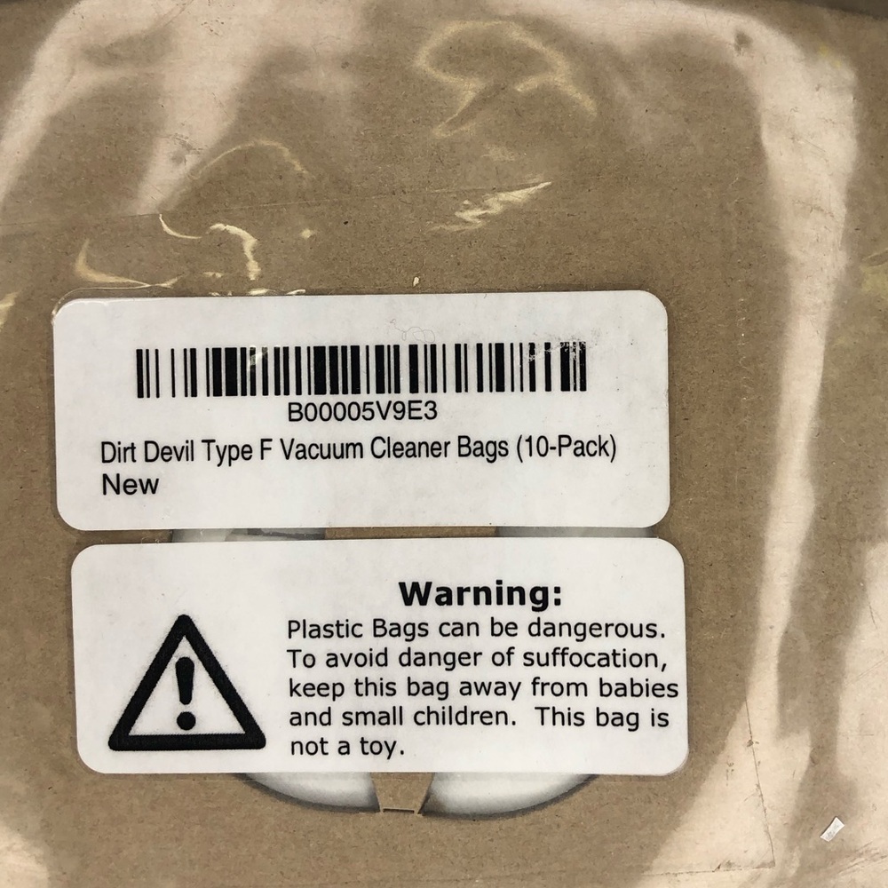 Dirt Devil Type F Vacuum Cleaner Bags, brand new in packaging, set of 10
